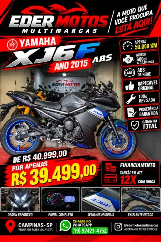 YAMAHA XJ 6 F ABS 2015 CINZA IMPECAVEL E DAMOS GARANTIA TOTAL