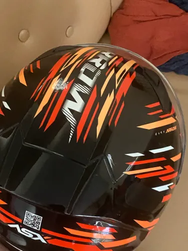 Capacete ASX City Arrow Preto/Laranja Tamanho 58 - Viseira Cristal (Lindo Design)