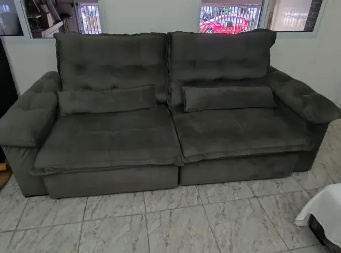 Sofá 4 Lugares Retrátil Reclinável Camurça Veludo Molas Ensacadas Módena Flexforma