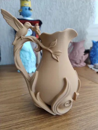 Encantador Mini Jarro Decorativo com Beija-Flor e Flores - Impressão 3D de Alta Qualidade!