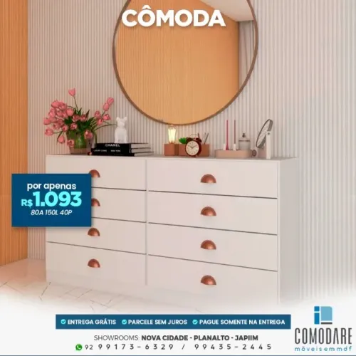 Cômoda 8 Gavetas R$ 1.093