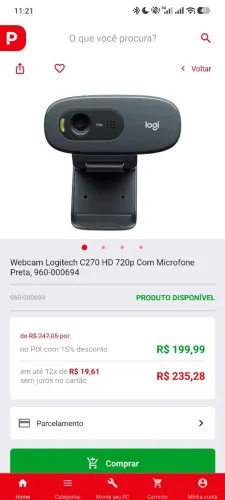 Webcam Logitech C270 HD 720p Original - Funcionando Perfeitamente