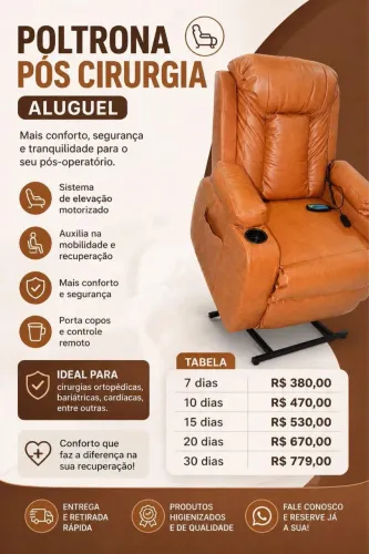 Aluguel de poltrona Pós - Cirúrgico (Relaxamento Elétrico)