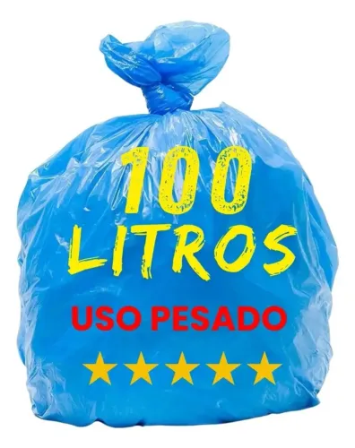 Saco De Lixo 100 Litros Reforçado Resistente Preto 100un Azul