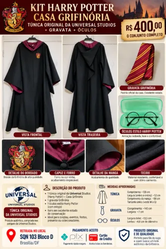 Manto Grifindória (Harry Potter) Original Universal Studios (Adulto)