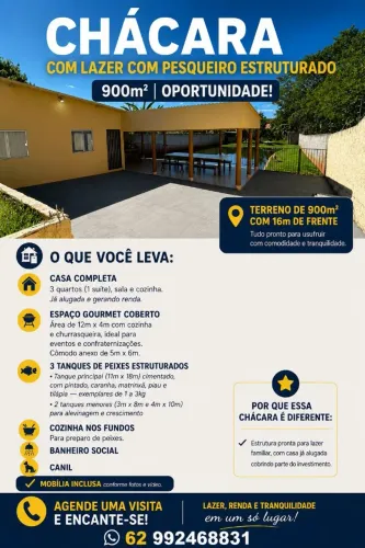Chácara a um km do centro,setor residencial, com água corrente.