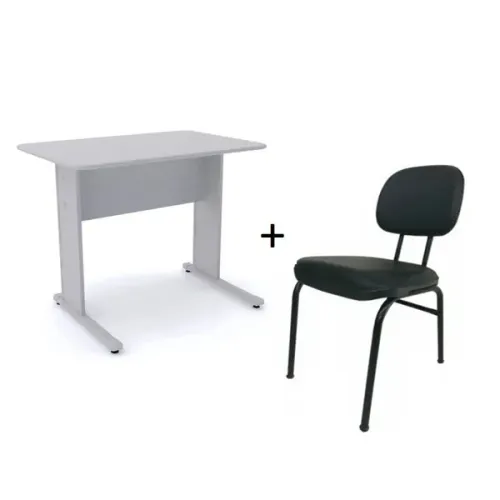 Mesa de professor + cadeira estofada - mesa 0,80x0,60x0,75 cinza