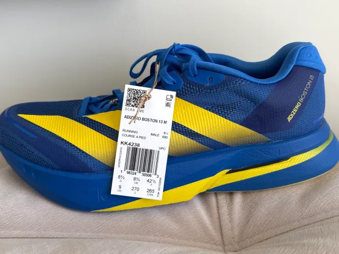 Adidas Adizero Boston 13 Azul e Amarelo - Novo Tam 40/41 (US 9)