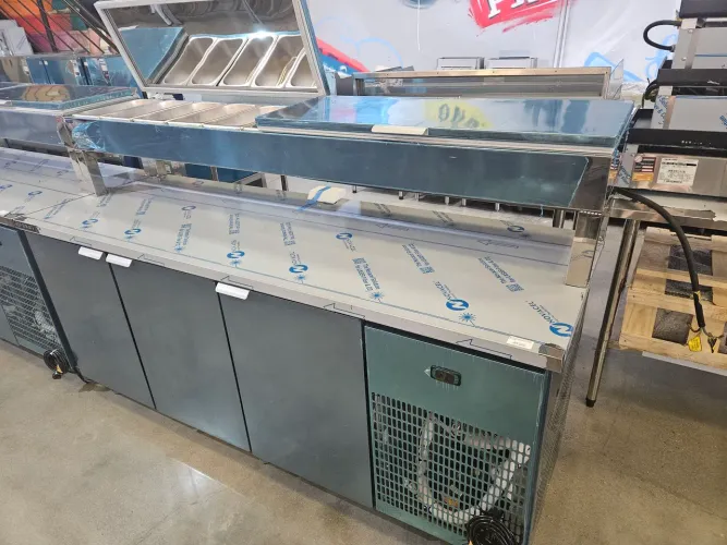 balcão refrigerado de inox com condimentadora 2 metros - a pronta entrega