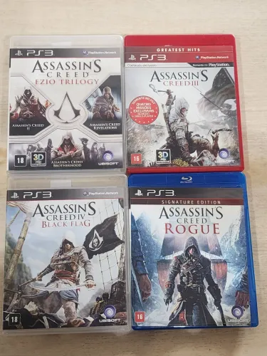 Combo Assassins Creed 2,Brotherhood, Revelations, 3,Black Flag e Rogue de ps3