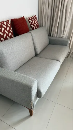 Sofá 3 Lugares Clean Linho Cinza, 2,00 X 1,00