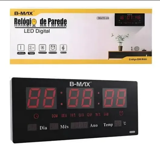 Relógio De Parede Led Digital B-max Bm-r802 Estrurura Preto