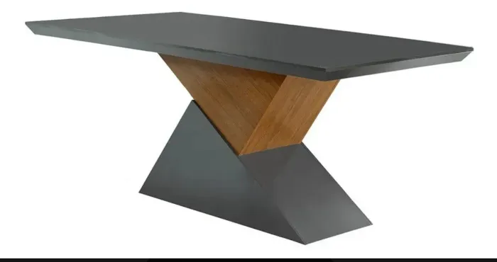 Mesa 1.80x0.90 Mdf/Vidro cor Grafite/Imbuía - Usada 3 meses