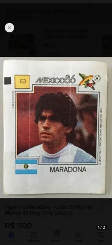 Figurinha Maradonna Copa de 86 ping pong