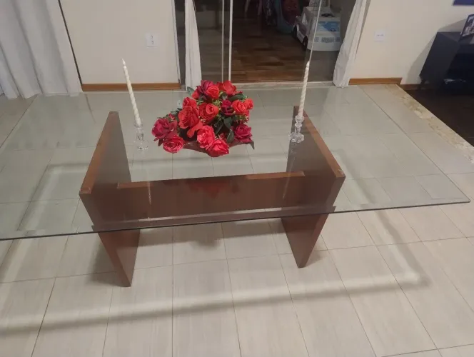 Mesa de jantar 200x100 de vidro