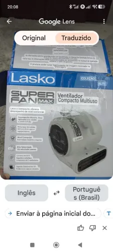 Ventilador compacto multifuncional Lasko Super Fan Max/Modelo SF-20-G2/Branco Semi-novo