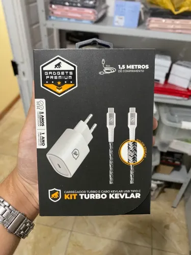 Kit Carregador e CaboTurbo Kevlar Tipo-c para Tipo-c