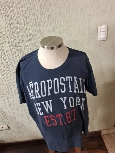 camiseta azul marinho gg aeropostale, algodão, largura 66 cm x 2 e comprimento 76 cm