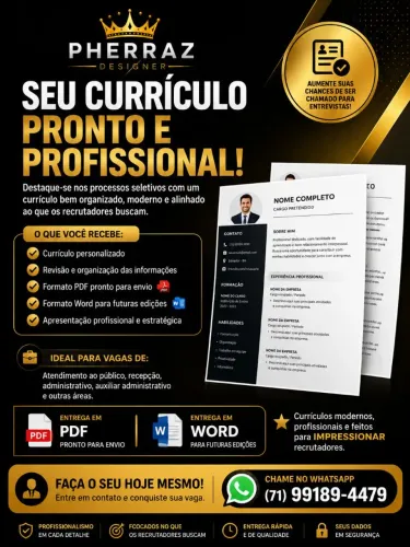 Currículo Profissional em PDF e Word | Modernização e Criação