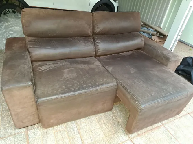 Sofa Retrátil e Reclinavel em Tecido Suede Marrom