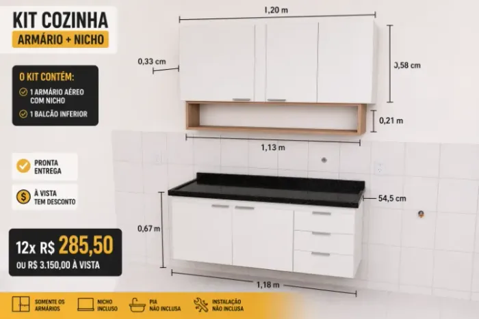 Cozinha Compacta Completa | Ideal pra Apartamento ou Kitnet!