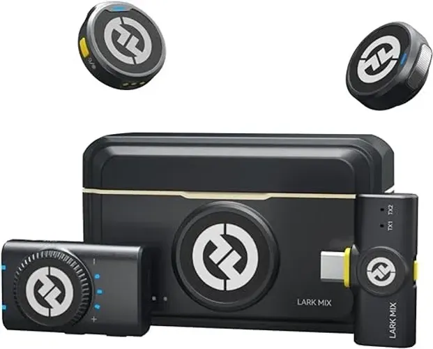 MICROFONE LAPELA HOLLYLAND LARK M2 COM 2 MICROFONES E ENTRADA USB C E LIGHTNING! E BOLSA