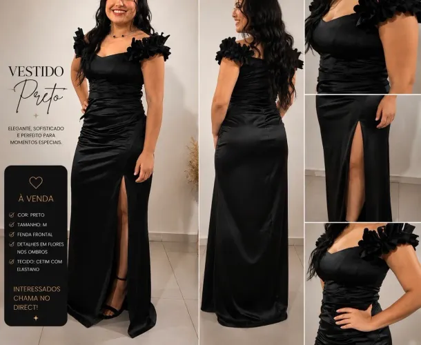 Vestido de festa dos sonhos! Cetim premium, elegante e usado 1x.