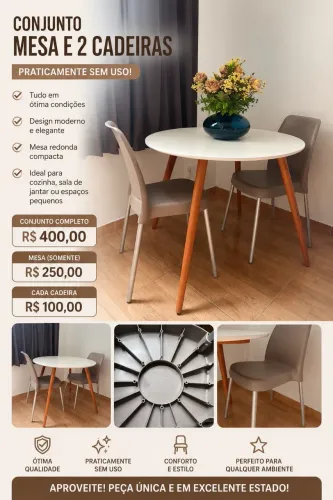 Mesa e duas cadeiras Tramontina
