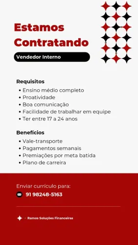 VAGA PARA VENDEDOR!