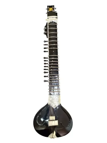 Sitar Indiano Semi-acústica Elétrica Compacta para viagem - Radha Krishna Sharma & CO.