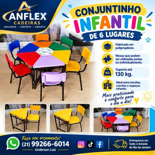 Conjuntinho escolar de 6 lugares 