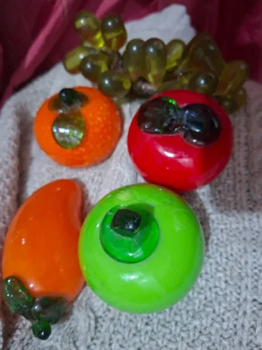 Conjunto de frutas de vidro