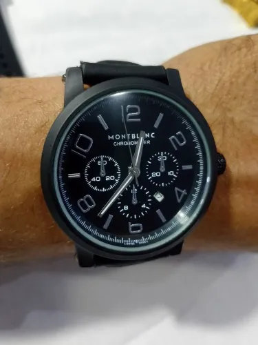 Relógio Montblanc Preto Social Executivo Couro Novo