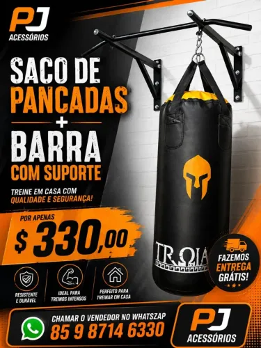 saco de pancadas reforçado e barra suporte. entrega grátis