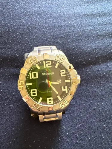 Relógio Seculus Masculino Robusto Aço Aro 3D Prata