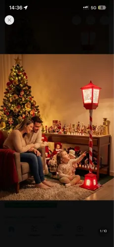 Poste de Natal musical 1,84cm Vermelho