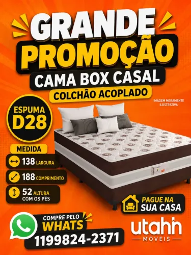 CAMA BOX CASAL COLCHÃO ACOPLADO NA PROMOÇÃO