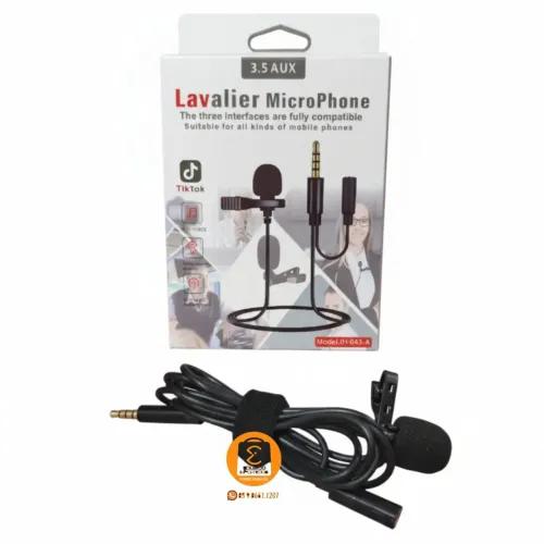 Microfone de Lapela com fio P3 + Adptador P2 femea Para Celular