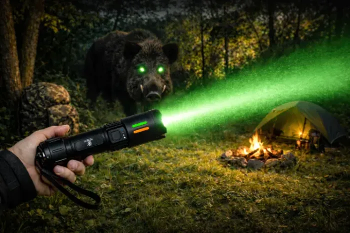 Lanterna led recarregável luz verde com zoom invisível para animais