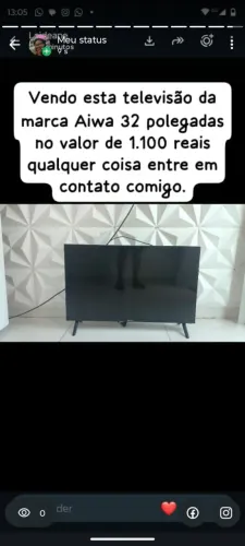 Televisão Aiwa,32polegadas valor 1100, entre em contato pelo fone *33