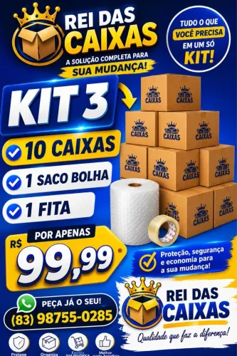 Caixas de papelão kit 3 pra mudança