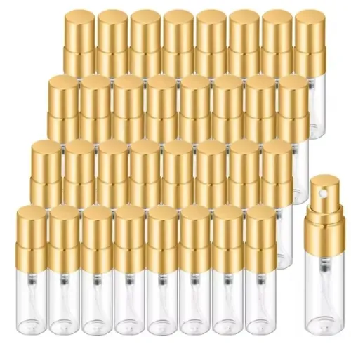 Frascos de vidro de 5ml com borrifador dourado - 55 Frascos