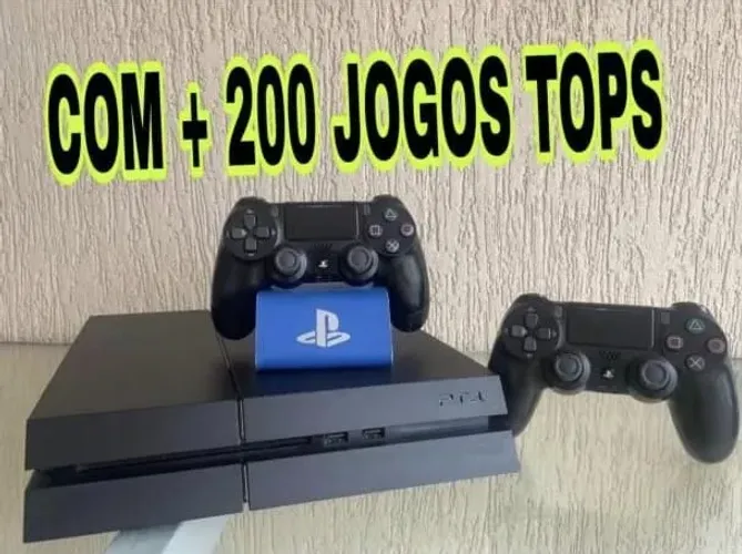 PS4 + 200 jogos tops e duas manetes 