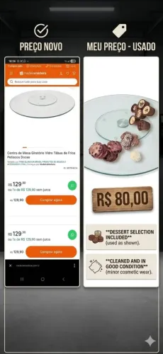 Prato Centro De Mesa Giratório Vidro Tábua De Frios Petiscos