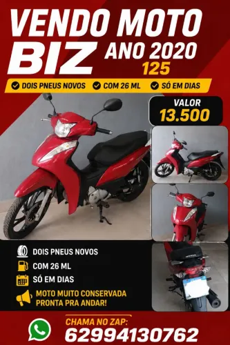Vendo moto biz 125 completa ano 2020 dois pneus novos zap *