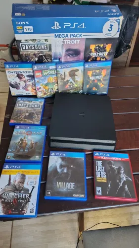 Playstation 4 Slim 1tb + 9 jogos