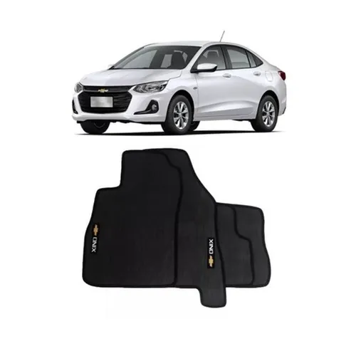 Jogo Tapete wave Onix 2020 Hatch Sedan Plus Premier Turbo Preto Com Logo Bordado 4pcs