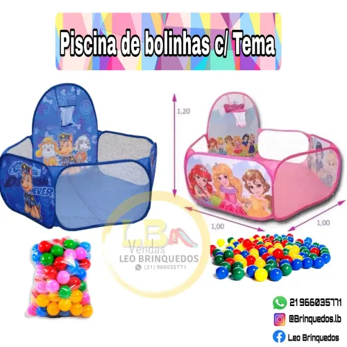 Piscina de Bolinhas c/ Tema Patrulha Canina e Princesas - 1,20m