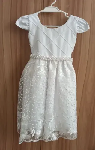 Vestido  infantil branco (batizado, daminha,festa) tam. 2