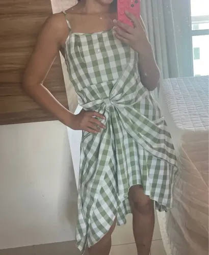 Vestido xadrez verde lindo!